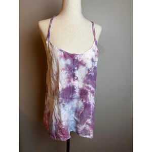 Cloth & Stone Tie-Dye Tank Top M Purple White boho spring Easter summer
